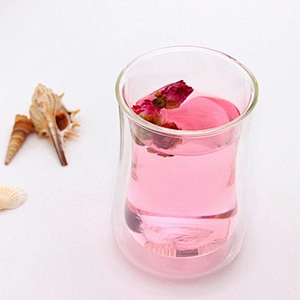 Wholesale in-stock Milk Cup 300ml Handmade High Borosilicate Glass Cup Customized Logo Double Wall Glass Water Cup