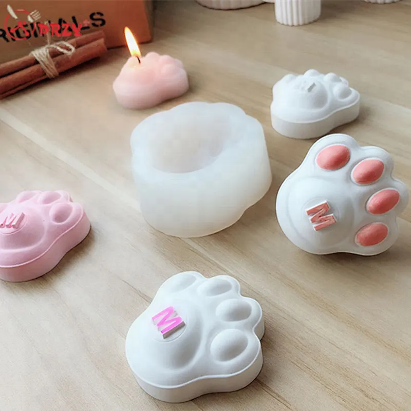 Cute large cat claw Aroma Stone molds diy Candle mould silicone Car gypsum Cat decorations mold