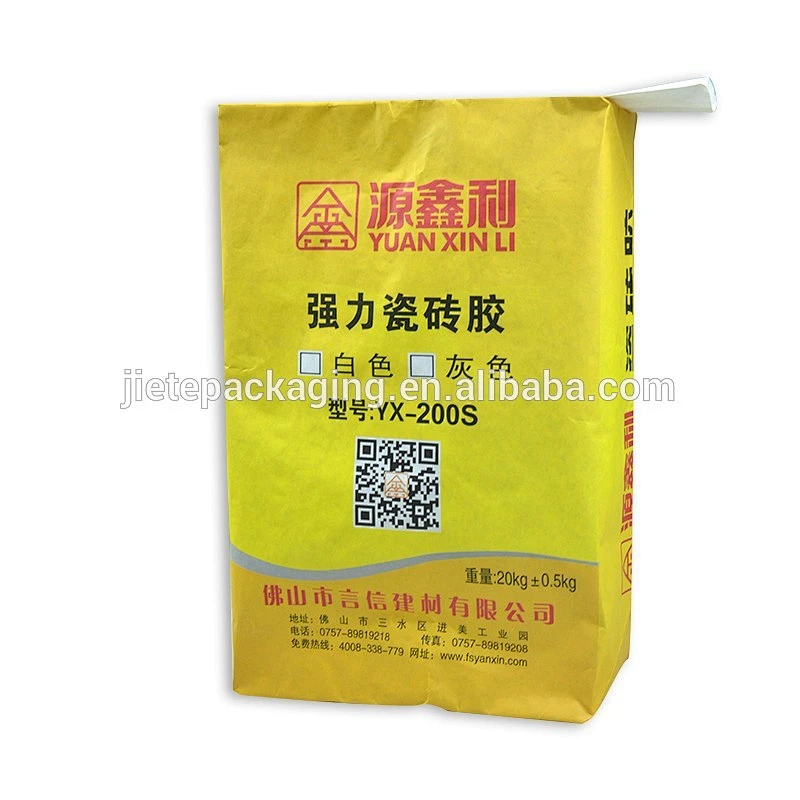 flat square bottom glue kraft paper bag with valve 20kg