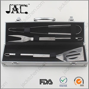 Hot Selling Stainless Steel BBQ Grill Tools Set with 3 Barbecue Accessories