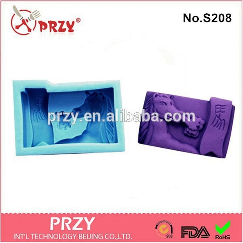 S208 PRZY 2d horse shaped silicone soap mold