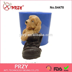 S4478 Puppy in a boot dog 3d silicone molds handmade silicone candle mold