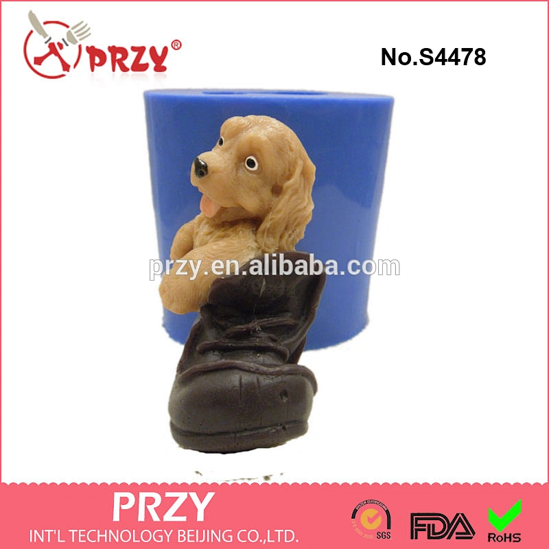 S4478 Puppy in a boot dog 3d silicone molds handmade silicone candle mold