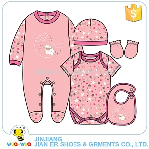 Newborn infant baby girl romper and bodysuit 2 pcs clothes gift set