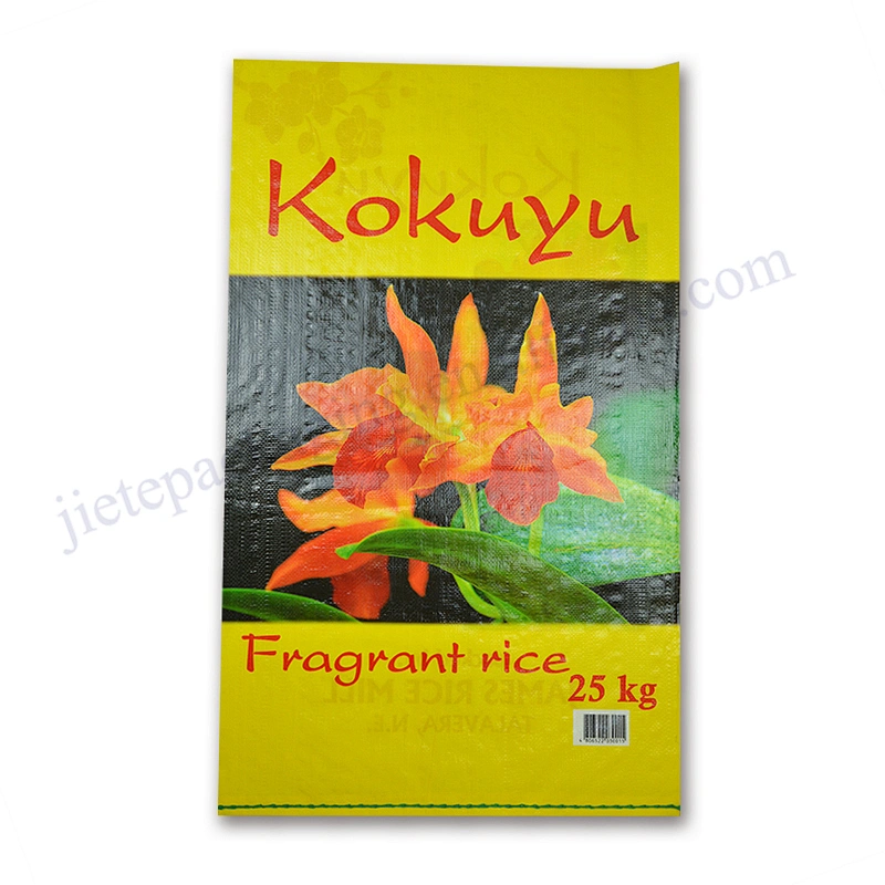 25kg yellow customized new material pp woven rice packaging bag for Afghan,Pakistan,Arab