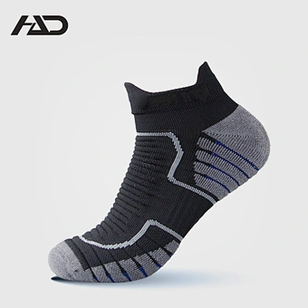 Men's Unisex Black Compression Half Terry Thick Soft Bottom Running Sneaker Ankle Sports Athletic Socks