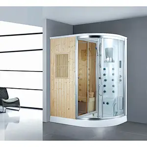 Manufacture Directly Supply Cheap Price Corner Dry Wet Combined Wood Sauna Room