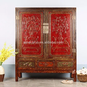 Chinese antique reproduction furniture wholesale carving clothes closet bedroom wardrobes