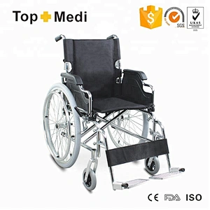 Chromed steel frame adjustable folding lightweight manual wheelchair