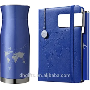 Wholesale Gift Set Stainless Steel Vacuum Cup Flask+Notebook+Pen+Bookend+Bookmark Gift Set for Business Man
