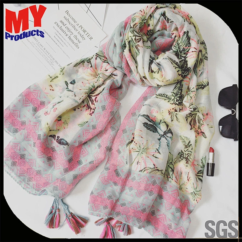 Best Selling Product Muslim Scarf Hijab Butterfly Print Silk Fabric