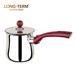 L10238381 S/S 201 Color Handle Stainless Steel Milk Boiling Pot With Cover