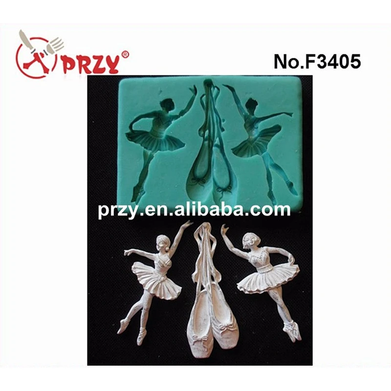F3405 BALLET girl cake decorating fondant silicone mold
