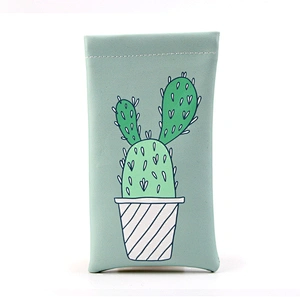 Cactus Printing Soft Sunglasses PU Pouch Glasses Pouch
