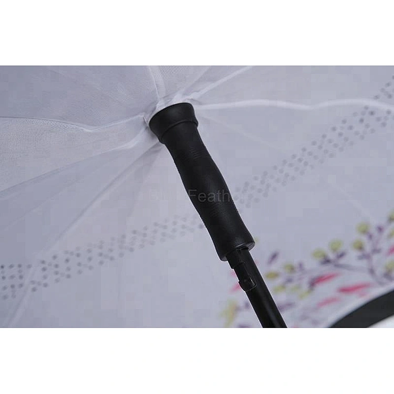 Custom pattern high quality reverse umbrella with rubber handle