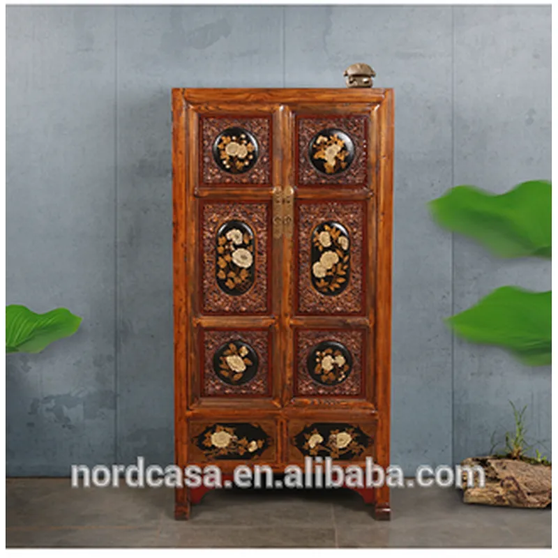 Chinese antique cabinet antique painted carved furniture