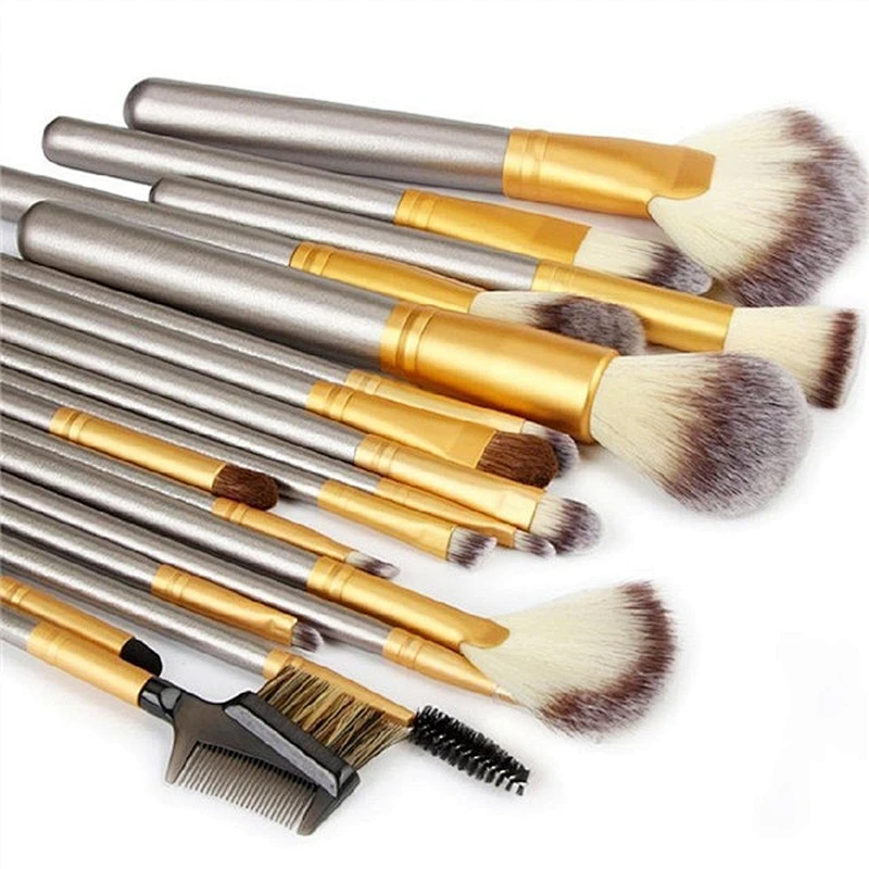 Customized Logo 18pcs Makeup Brush Set With Cosmetics Makeup Bag