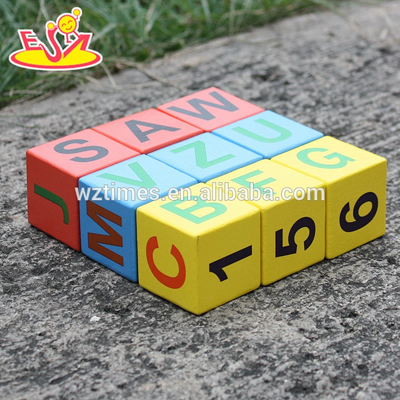 New design educational wooden alphabet blocks for kids W14B071