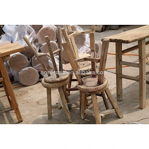 natural old pine Rustic wood stool small round bar stool