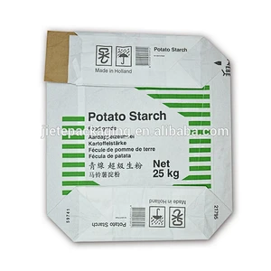 10kg 25kg kraft paper bag for flour, potato starch packing with valve port