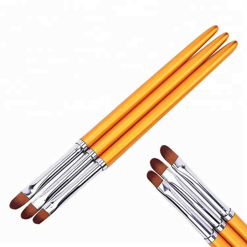 3pcs Potable Metal Handle Acrylic UV Gel Extension Drawing Brush Manicure Tools Paint Acrylic Nail Art Polish Brush Sets