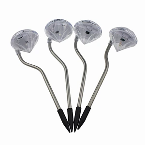 4PCS Solar Lamp for Garden LED Lawn Light Outdoor Lighting Diamond Path Light