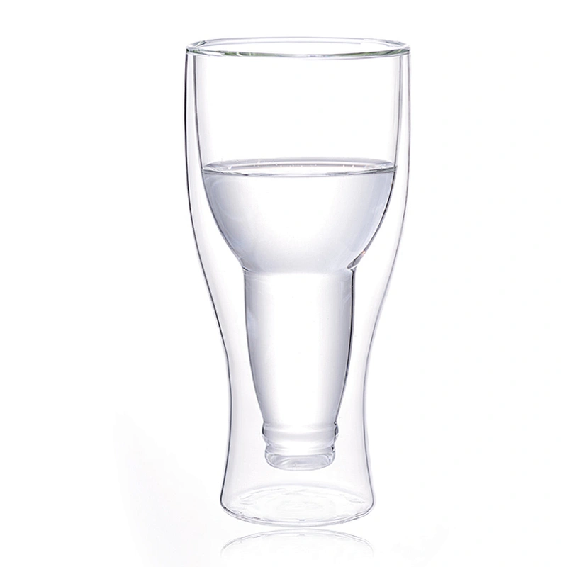 Eco-friendly Borosilicate Handmade High Quality Double Wall Glass Cup 12 Ounce Customized Logo Beer Glass