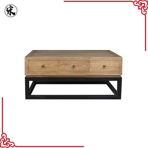 wholesale vintage industrial rustic reclaimed wood furniture, iron leg coffee table