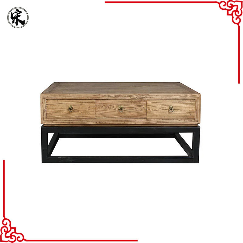wholesale vintage industrial rustic reclaimed wood furniture, iron leg coffee table