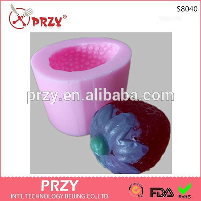 hot sale mini creative silicone fruit mould red strawberry molds silicone for concrete vase