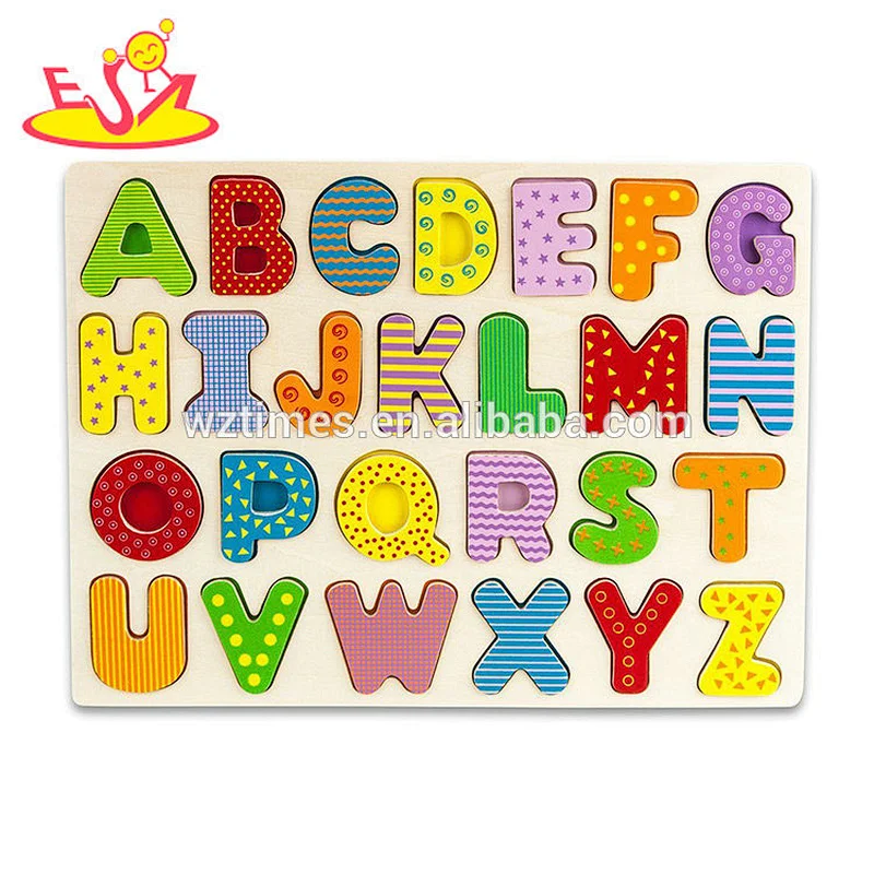 2018 Cheapest kids educational letter puzzle wooden english teaching toys for preschool W14B096