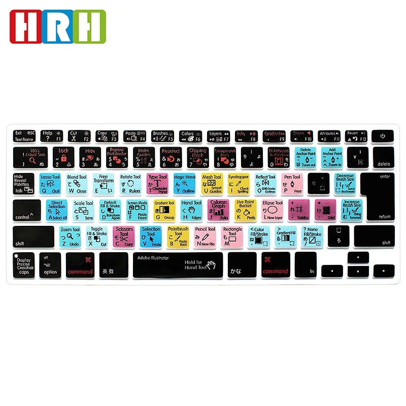 Functional Hot keyboard shortcut keys protector Silicone Keyboard Cover Skin For mac keyboard cover 13