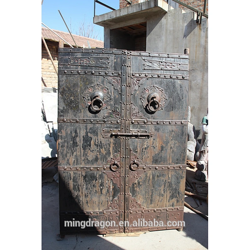 Chinese Antique Black Shanxi Recycle Elm Wood Folding Doors with frame