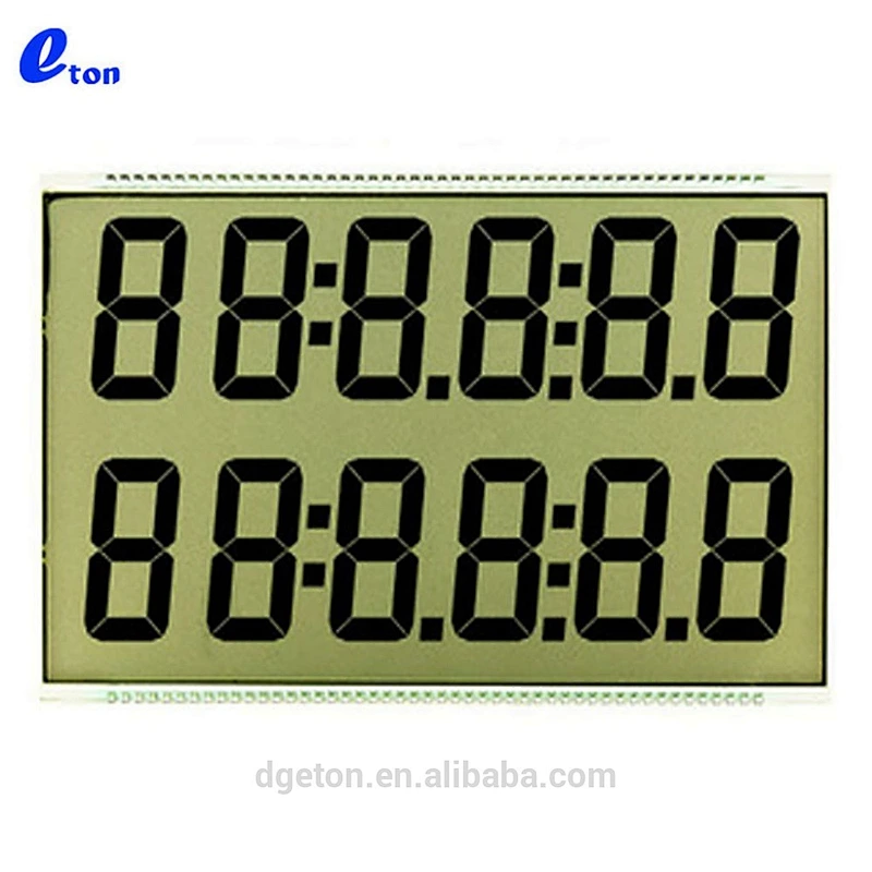 12 Digit 7 segment Standard Tn LCD Display Available with Low Battery