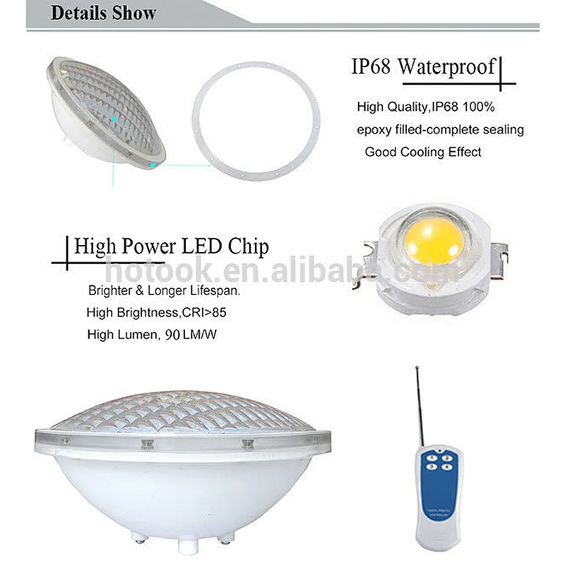 High Power 18W 36W 54W IP68 LED Par56 Pool Light with Niche