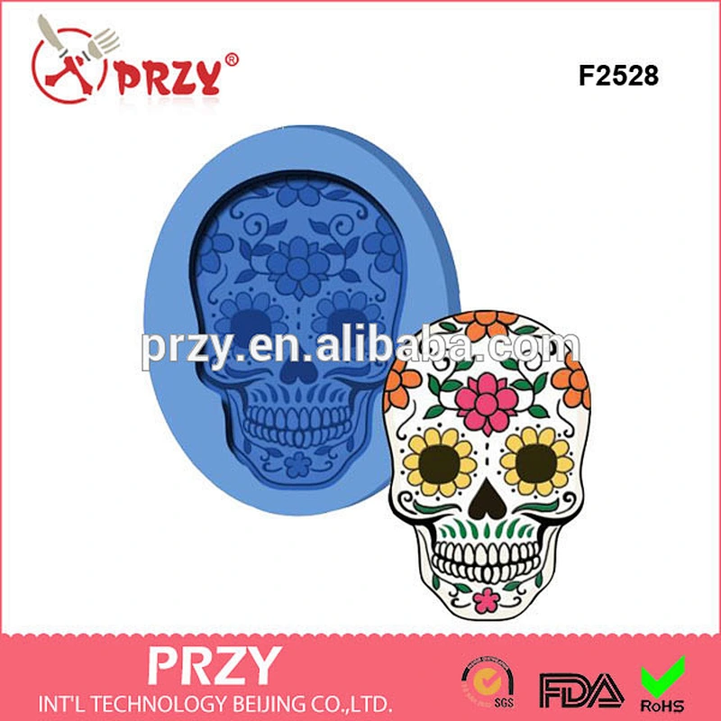 F2528 silicone skull shape cake moulds,silicone chocolate mold skull,fondant cake decoration