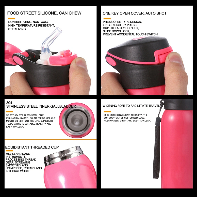 Popularly vacuum straw flask sets big capacity combine with polyester bag for outdoor