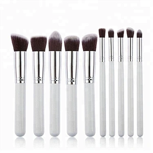 White 10pcs Cosmetic Synthetic Hair Makeup Brush Set Private Label