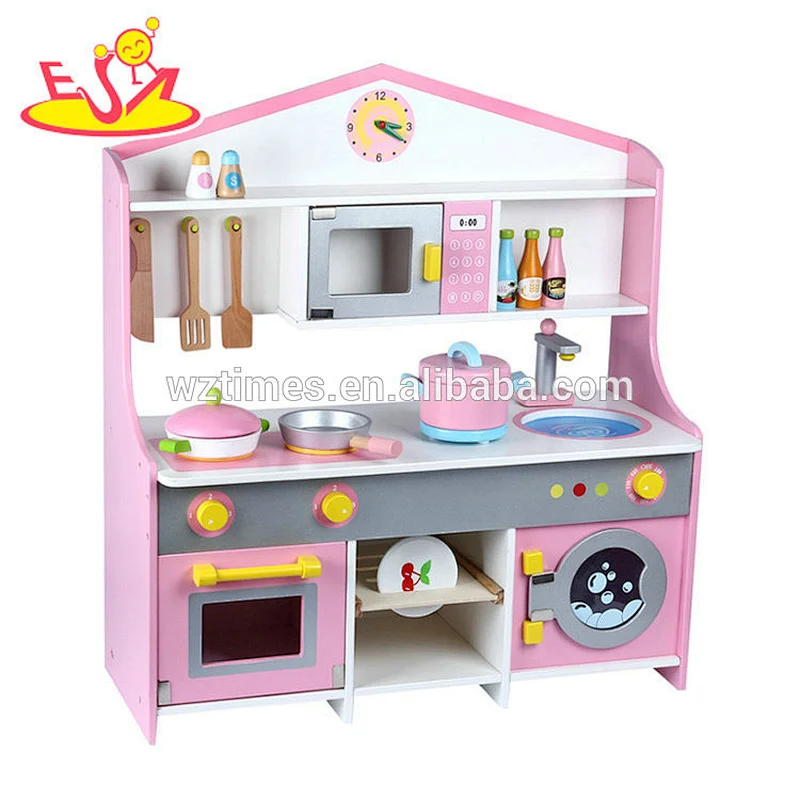 2018 freudige Kinderküche der Spielwaren spielt hölzernes Rollenspiel in rosa W10C379