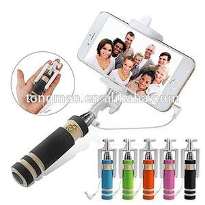Universal Mini Pocket Size Cable Control Monopod Selfie Stick