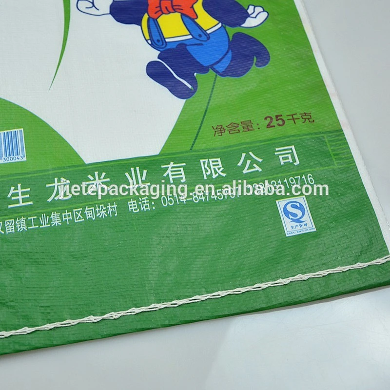 Recyclable pp woven bag with printing and lamination for packing rice, flour, corn, grain 25kg
