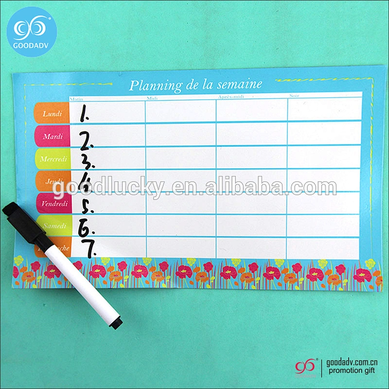 Advertising gift cheap custom weekly planning chart magnetic timetable