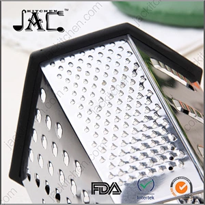 6-sides Stainless Steel Boxed Cheese Grater Vegetable Slicer Non Slip Rubber Bottom