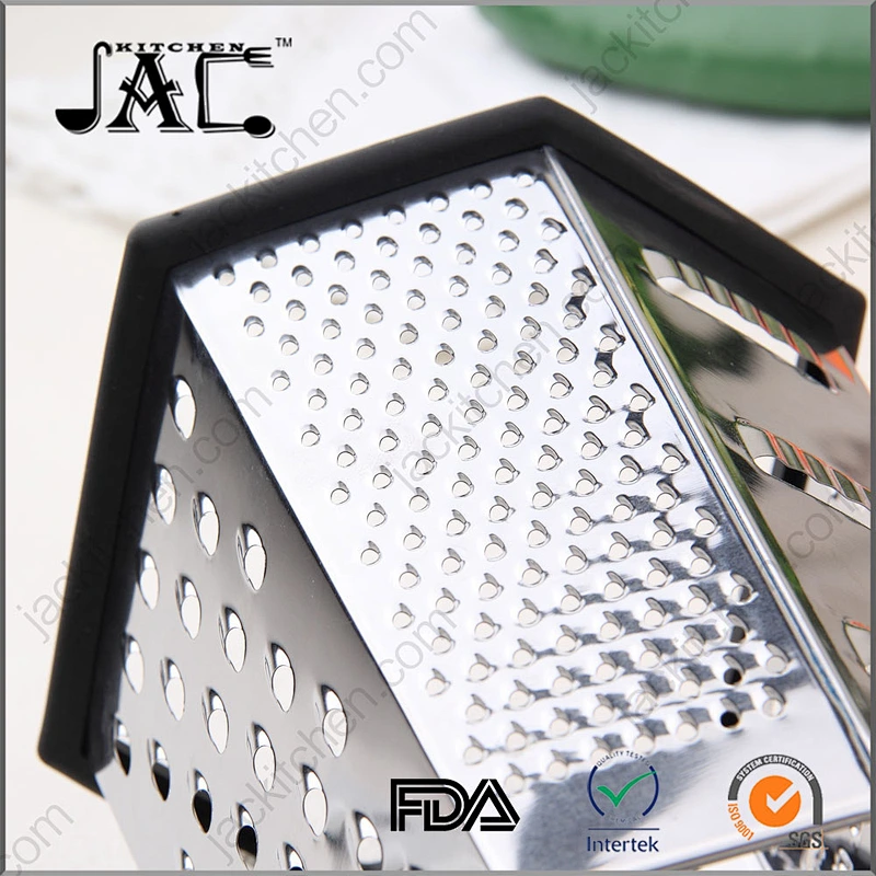 6-sides Stainless Steel Boxed Cheese Grater Vegetable Slicer Non Slip Rubber Bottom