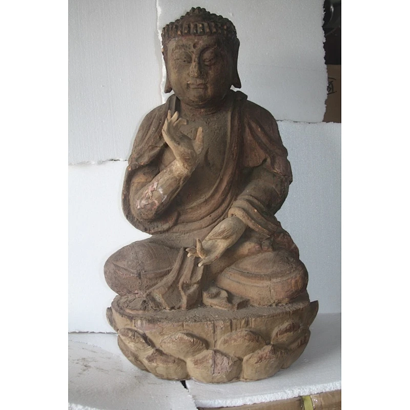 Chinese antique wooden big sitting buddha