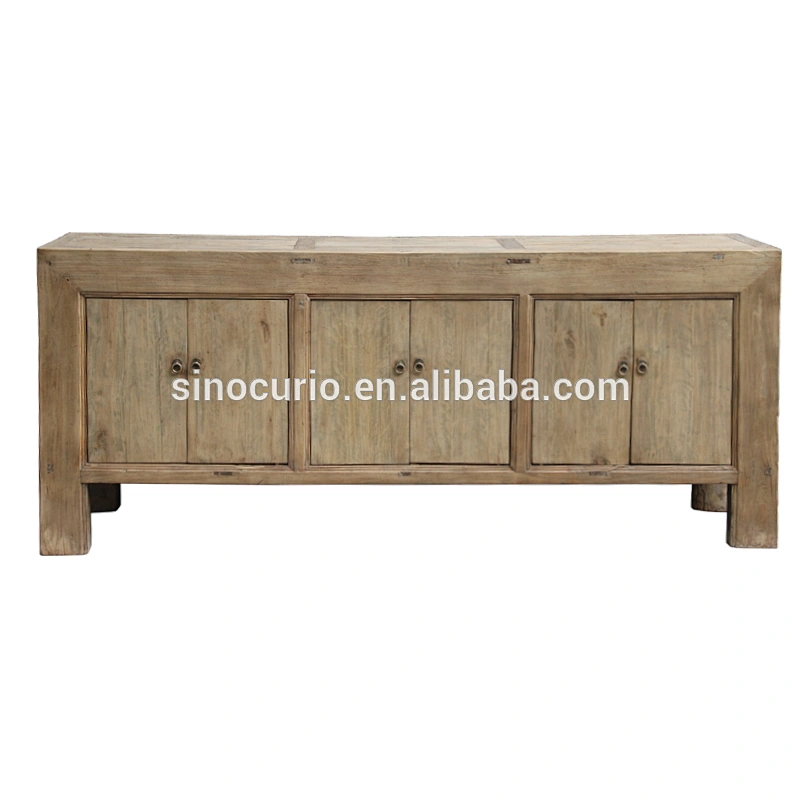 Chinese antique recycled wood natural furniture rustic bleached wooden buffet dining room cupboards