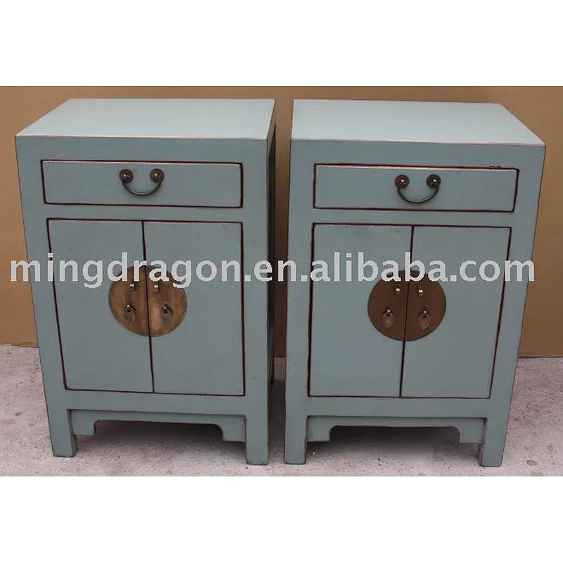 chinese antique blue wooden nightstand