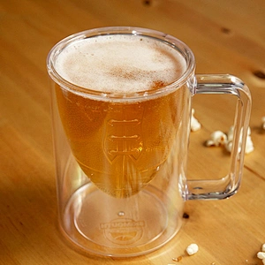 good selling high borosilicate glass double layer football glass mug drinking cup for beer drinking