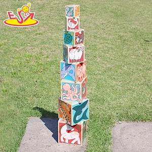 Non-toxic Creative children wooden stacking cubes toy for education W13D072