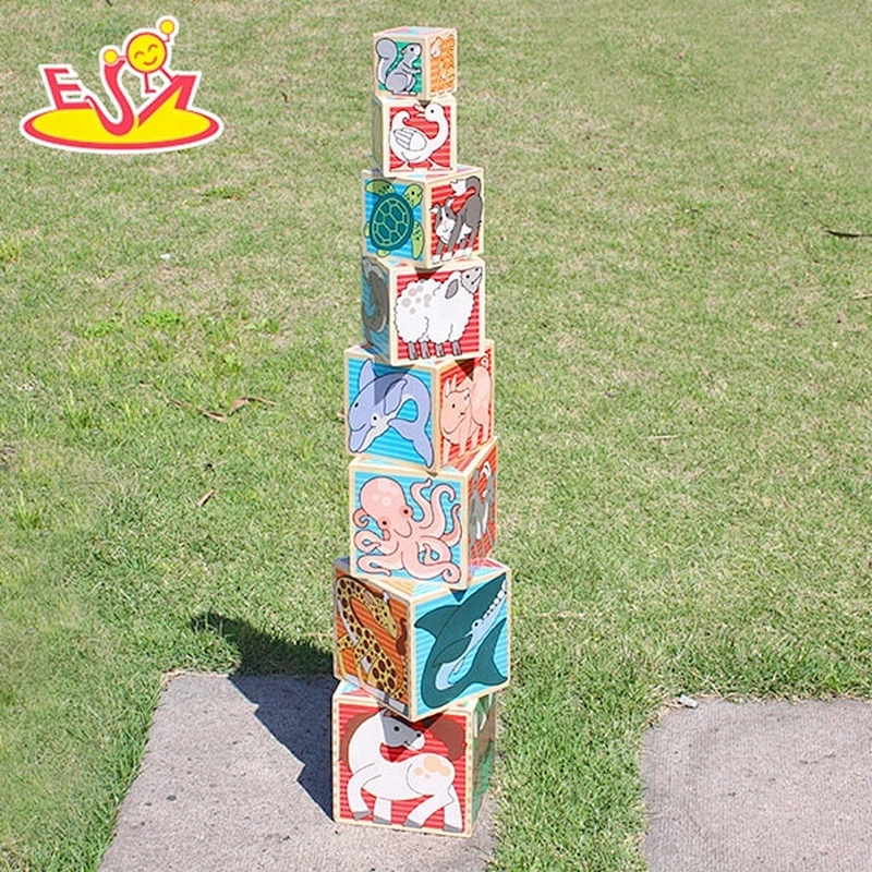 Non-toxic Creative children wooden stacking cubes toy for education W13D072